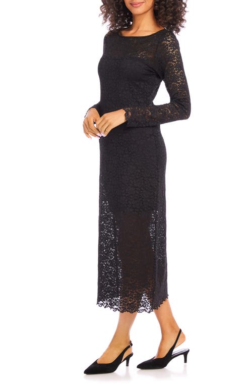 Shop Karen Kane Lace Long Sleeve Midi Dress In Black