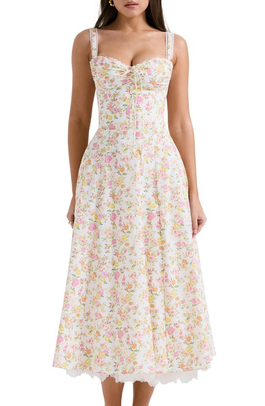 Shop House Of Cb Rosalee Floral Stretch Cotton Petticoat Dress In Floral Print