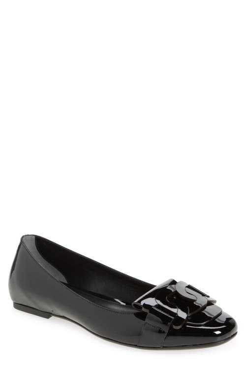 Tod's Womens Tods Gomma Patent-leather Ballet Flats In Nero
