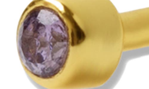 Argento Vivo Sterling Silver Birthstone Single Threaded Stud Earring In Gold/february