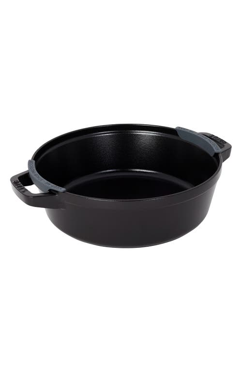 Staub Black Stackable Cast-iron Set Of Four With Lid In Black