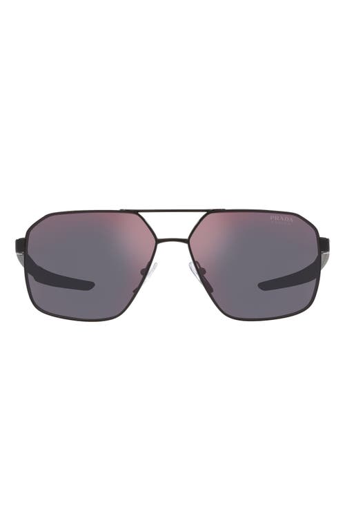 Prada Linea Rossa 60mm Irregular Sunglasses in Matte Black