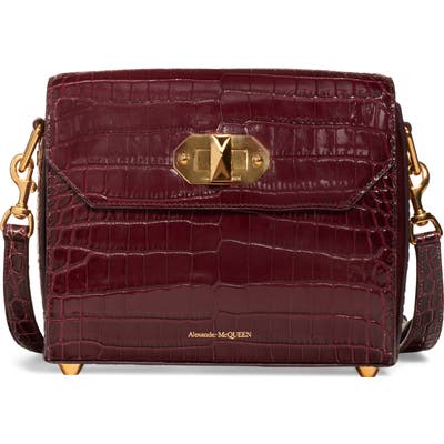 Alexander Mcqueen 21.5 Croc-Embossed Leather Box Bag - Red