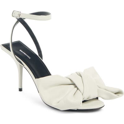 Balenciaga Bow Ankle Strap Sandal, White