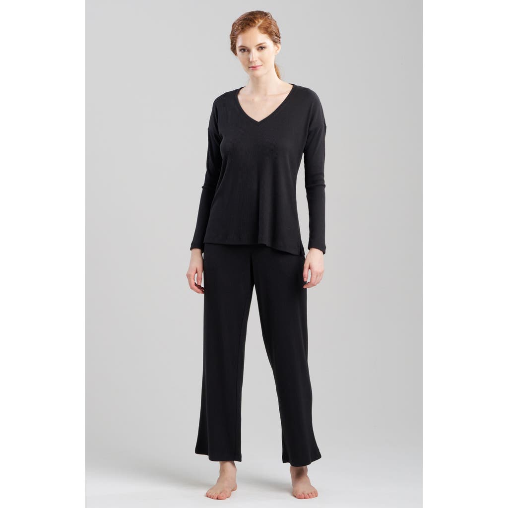 Natori Eden Everywhere V-neck Long Sleeve Top In Black