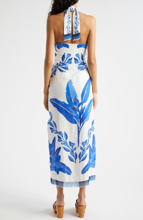 Shop Farm Rio Blue Yard Halter Dress In Off-white