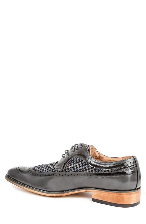 Gino Vitale Houndstooth Wingtip Derby In Grey