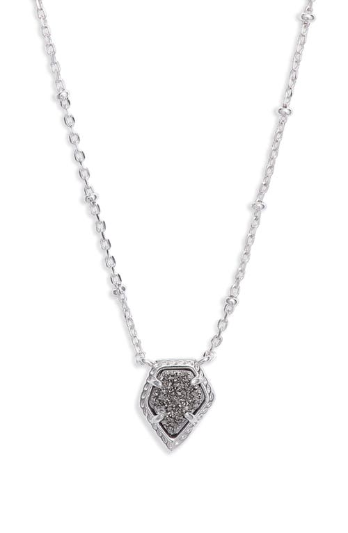 Tess Station Chain Pendant Necklace in Silver/Platinum Drusy