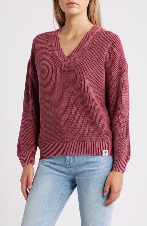 Shop Tommy Bahama Indigo Palms Cotton V-neck Sweater In Beet Red