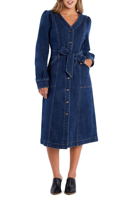 Shop Wash Lab Denim Noelle Long Sleeve Denim Midi Dress In Noelle Blue