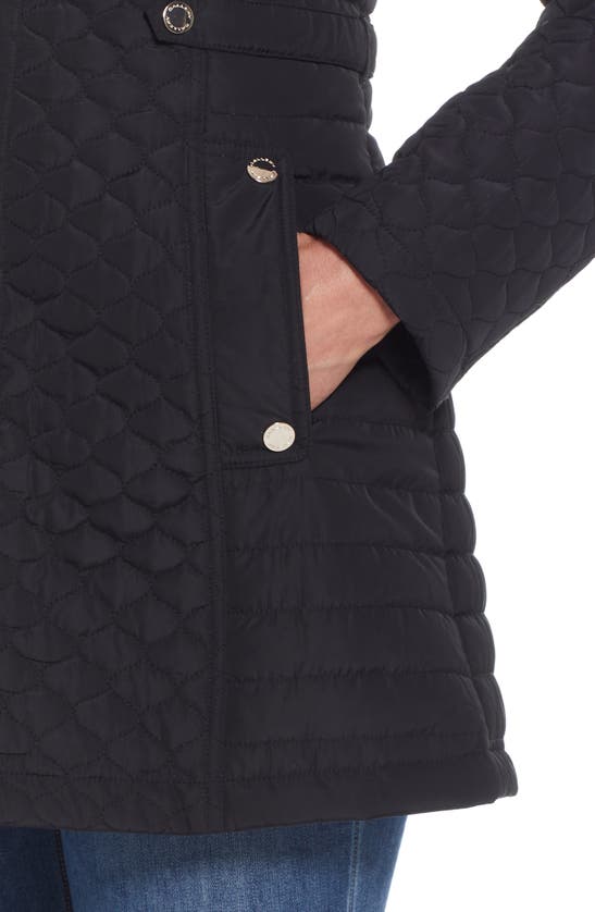 Gallery Quilted Water Resistant Hooded Jacket In Black