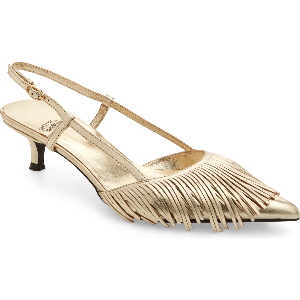 Jeffrey Campbell Lasso Me Slingback Pointed Toe Pump In Gold