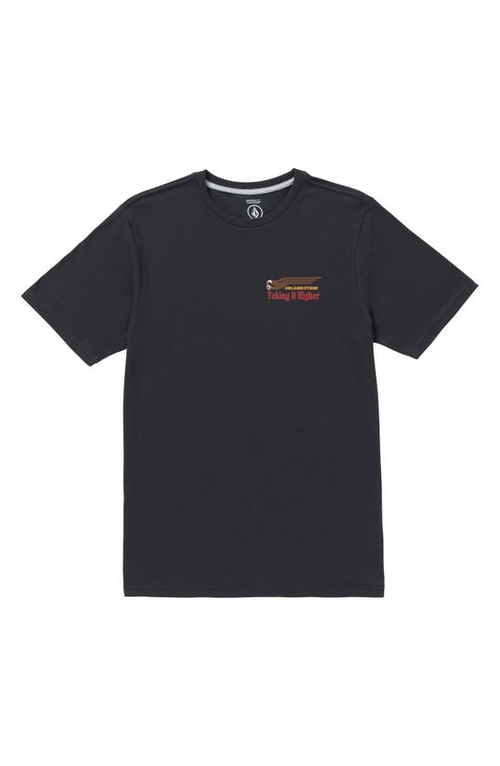 Volcom Take It Higher Graphic T-shirt In Washed Black Heather