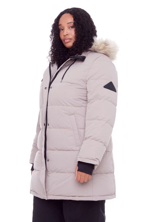 Alpine North Aulavik Plus Women's Vegan Down (recycled) Mid-length Hooded Parka Coat (plus Size) In Light Taupe