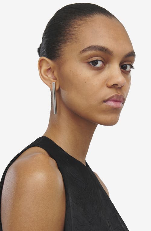 Shop Alexander Mcqueen Crossbar Linear Drop Earrings In Palladium