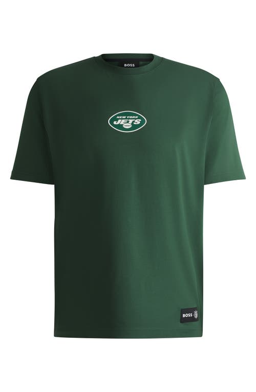 Shop Hugo Boss Boss X Nfl Stretch Cotton Graphic T-shirt In New York Jets - Green