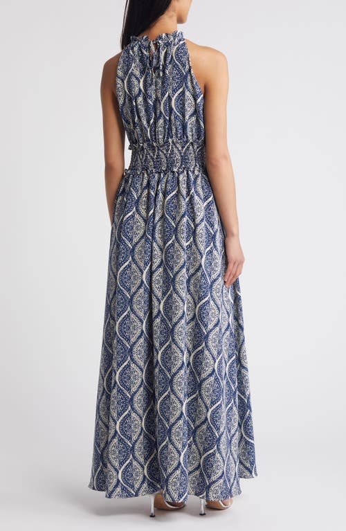 Shop Chelsea28 Print Maxi Sundress In Blue- Ivory