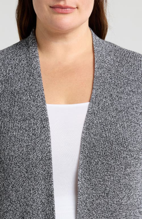 Shop Eileen Fisher Organic Cotton Open Front Cardigan In Black/ivory