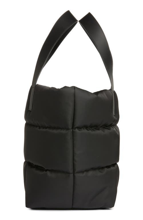 Frame Plaque Nylon Quilted Tote In Noir
