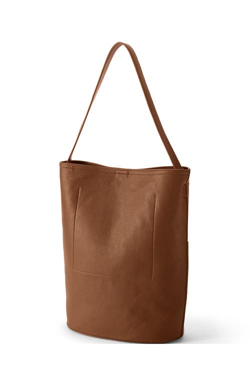 Lands' End Faux Leather Bucket Bag In Dark Caramel