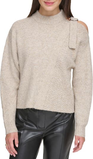 Dkny Jeans Women's Cold-Shoulder Embellished-Logo Sweatshirt