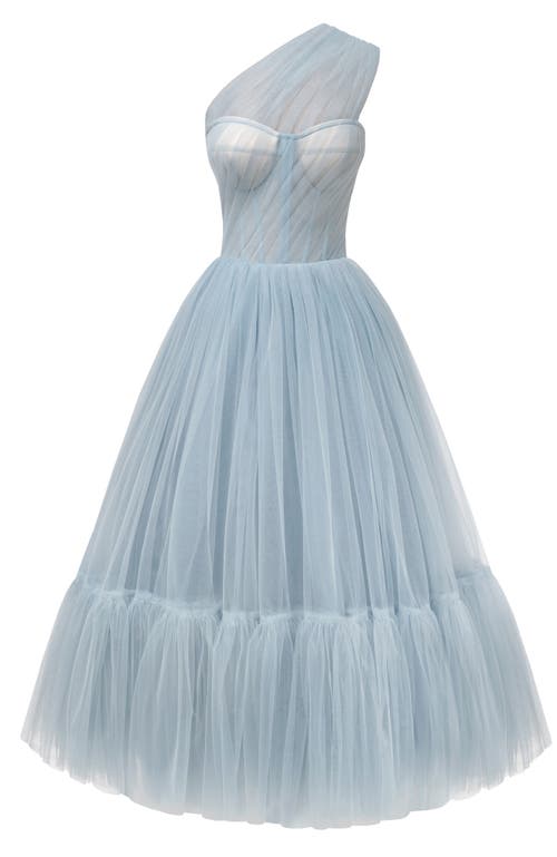 Shop Milla One-shoulder Cocktail Tulle Dress In Light Blue