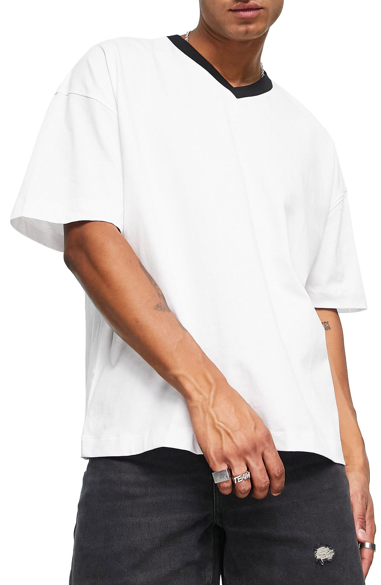 Topman Extreme Oversize V-Neck T-Shirt 