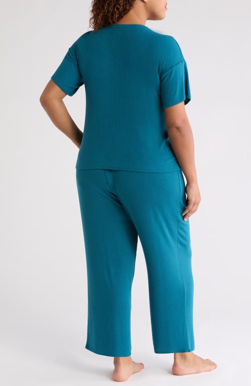 Shop Nordstrom Moonlight Eco Easy Rib Pajamas In Teal Feather