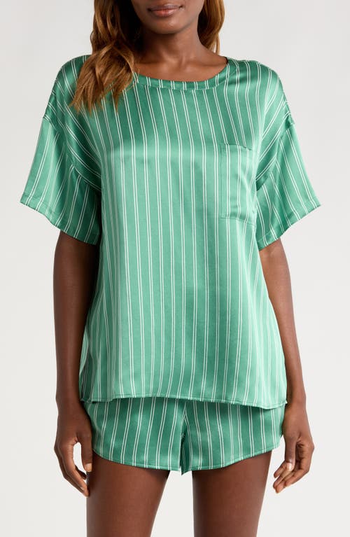 Lunya Washable Silk Tee Shorts Set Serenity Stripe In Serenity Stripe