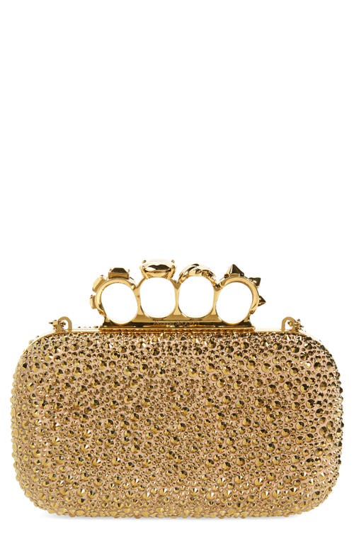 Alexander McQueen Skull Crystal Embellished Knuckle Clutch in Gold at Nordstrom