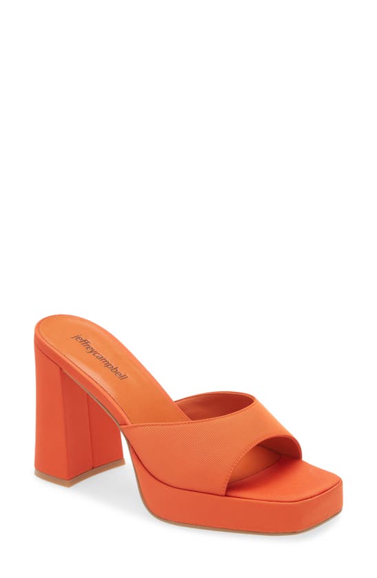 Jeffrey Campbell Ninety Platform Sandal In Orange Faille