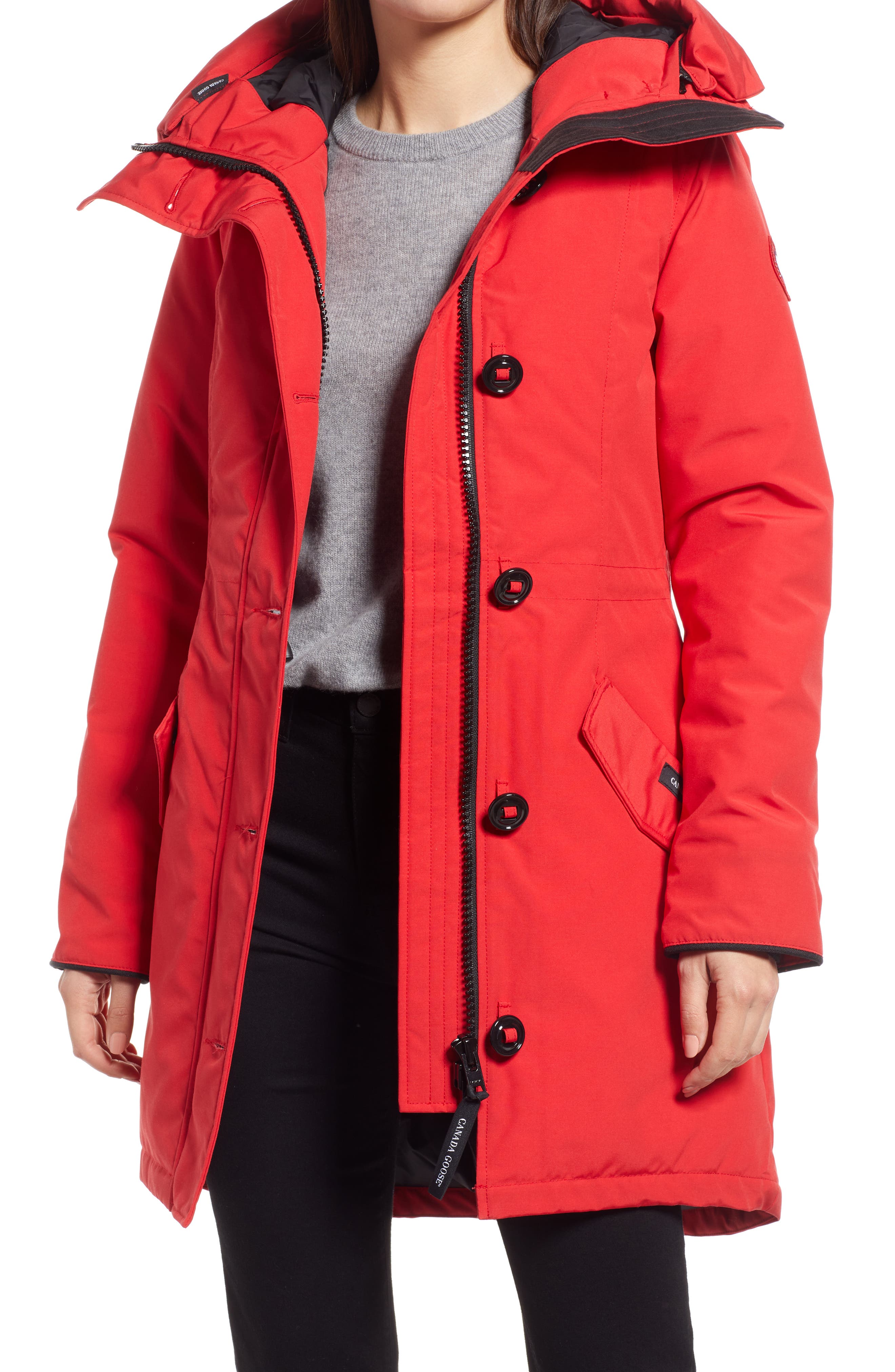 red winter parka womens