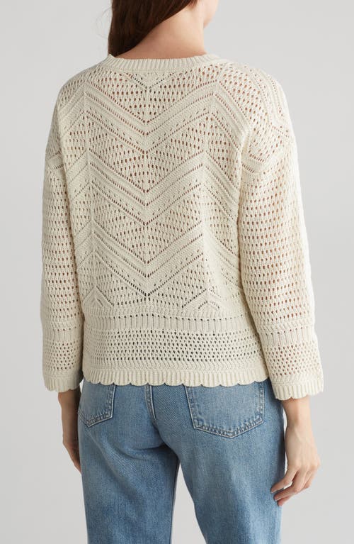 By Design Eliana Openwork Sweater In Antique White