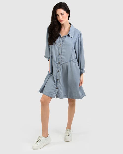 Shop Belle & Bloom Supercut Denim Dress In Mid Denim