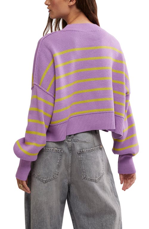 Shop Free People Easy Street Stripe Rib Crop Sweater In Iris Orchid Combo