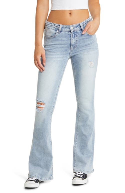 Braided Flare Leg Jeans in Light Wash