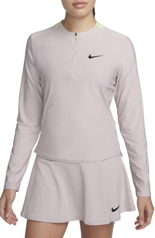 Nike Dri-fit Advantage Long Sleeve Half Zip T-shirt In Platinum Violet/black