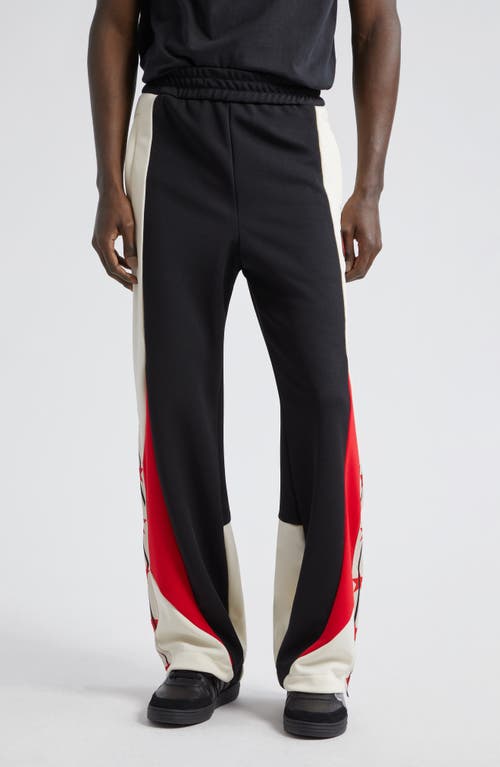 Palm Angels Star Colorblock Track Pants Black White at Nordstrom,