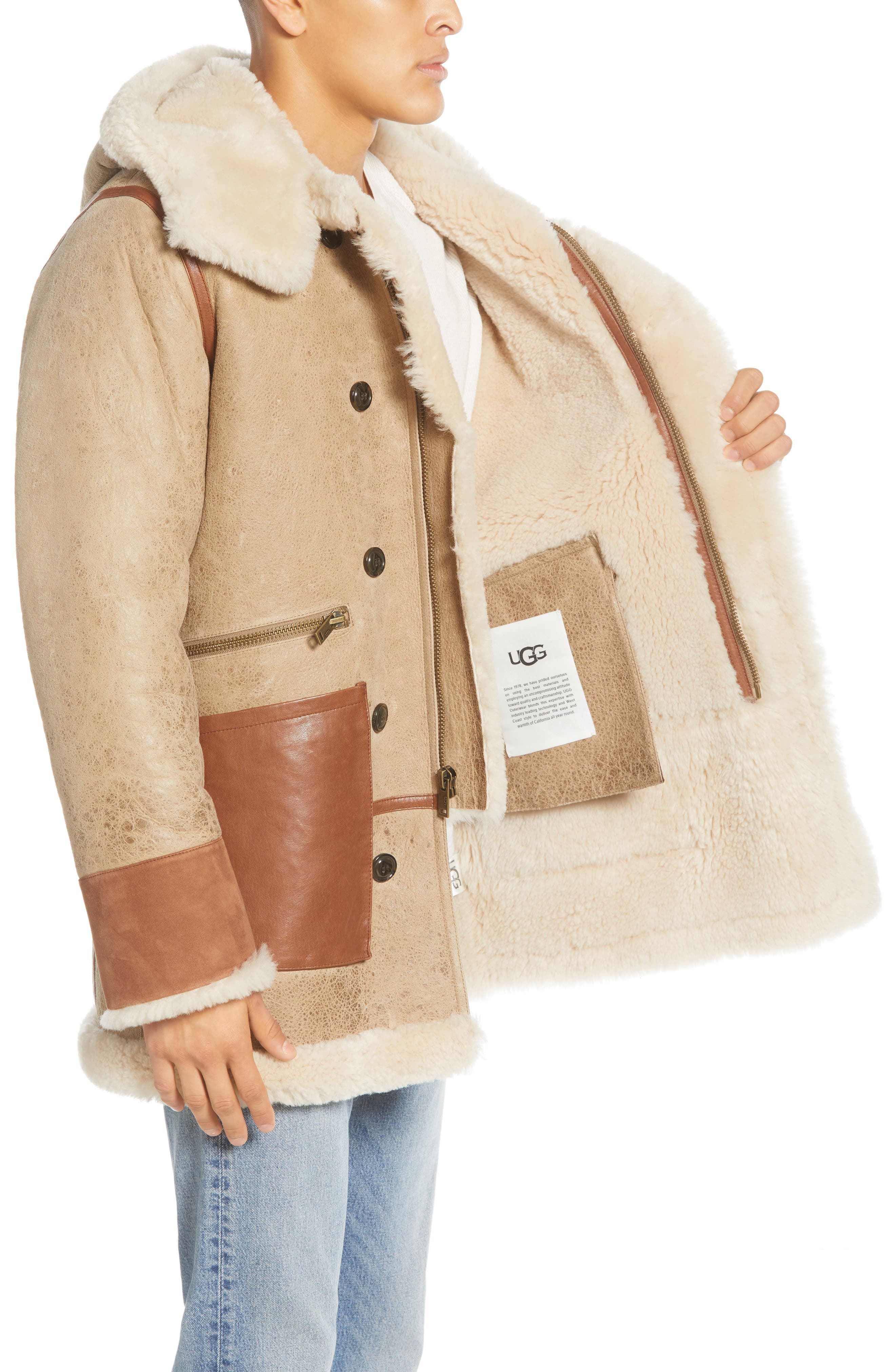 UGG® Yates Genuine Shearling Hooded Parka | Nordstrom