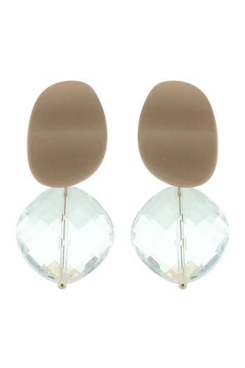 Shop Olivia Welles Arella Lucite Drop Earrings In Worn Gold/clear