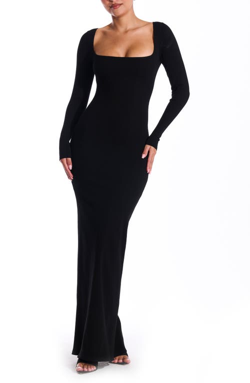 Naked Wardrobe Long Sleeve Maxi Dress in Black at Nordstrom, Size X-Small
