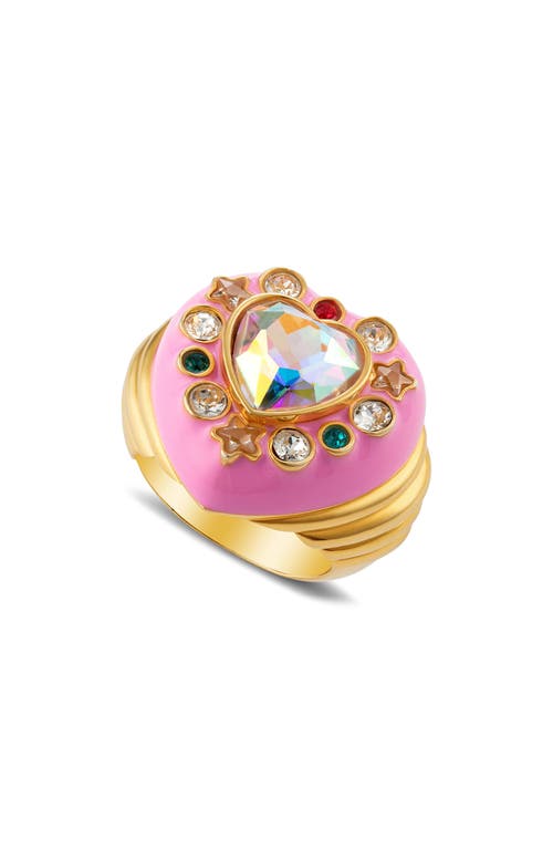 July Child Cosmic Girl Heart Ring In Pink