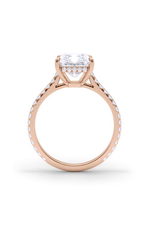 Hautecarat Radiant Cut Pavé Lab Created Diamond Ring In 3.00 Ctw 18k Rose Gold