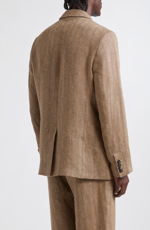 Shop Noah Linen Herringbone Sport Coat In Tan/brown Herringbone