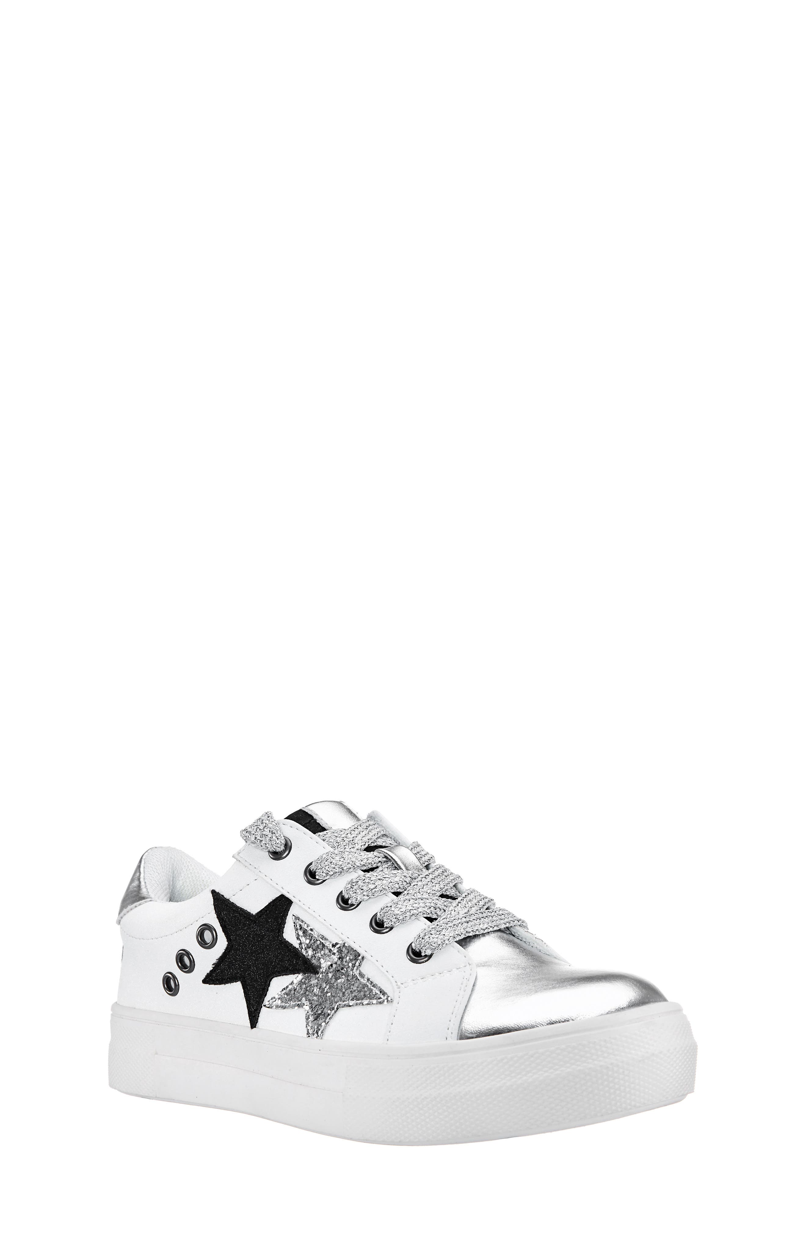UPC 794378392989 product image for Girl's Nina Lizzet Glitter Star Sneaker, Size 3 M - White | upcitemdb.com