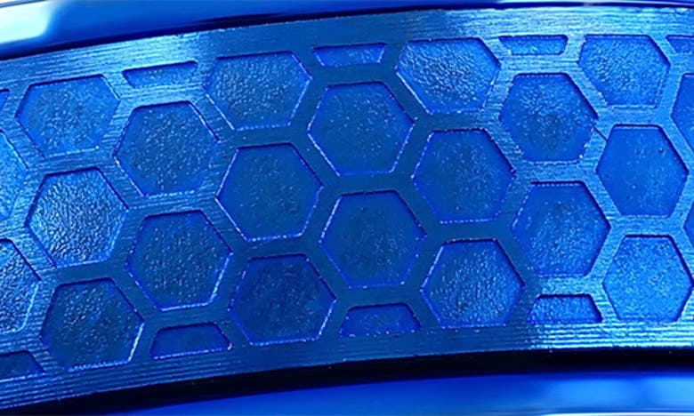 Blackjack Stainless Steel Honeycomb Spinner Ring In Blue