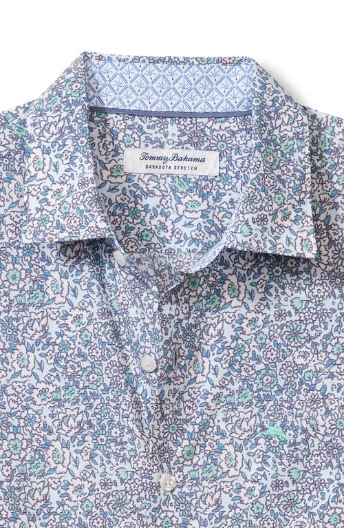 Shop Tommy Bahama Sarasota Stretch Blue Floral Islandzone® Button-up Shirt In Glass Bead Blue