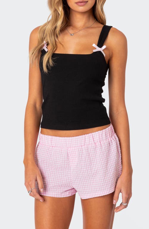 EDIKTED Lola Bow Rib Tank Black at Nordstrom,