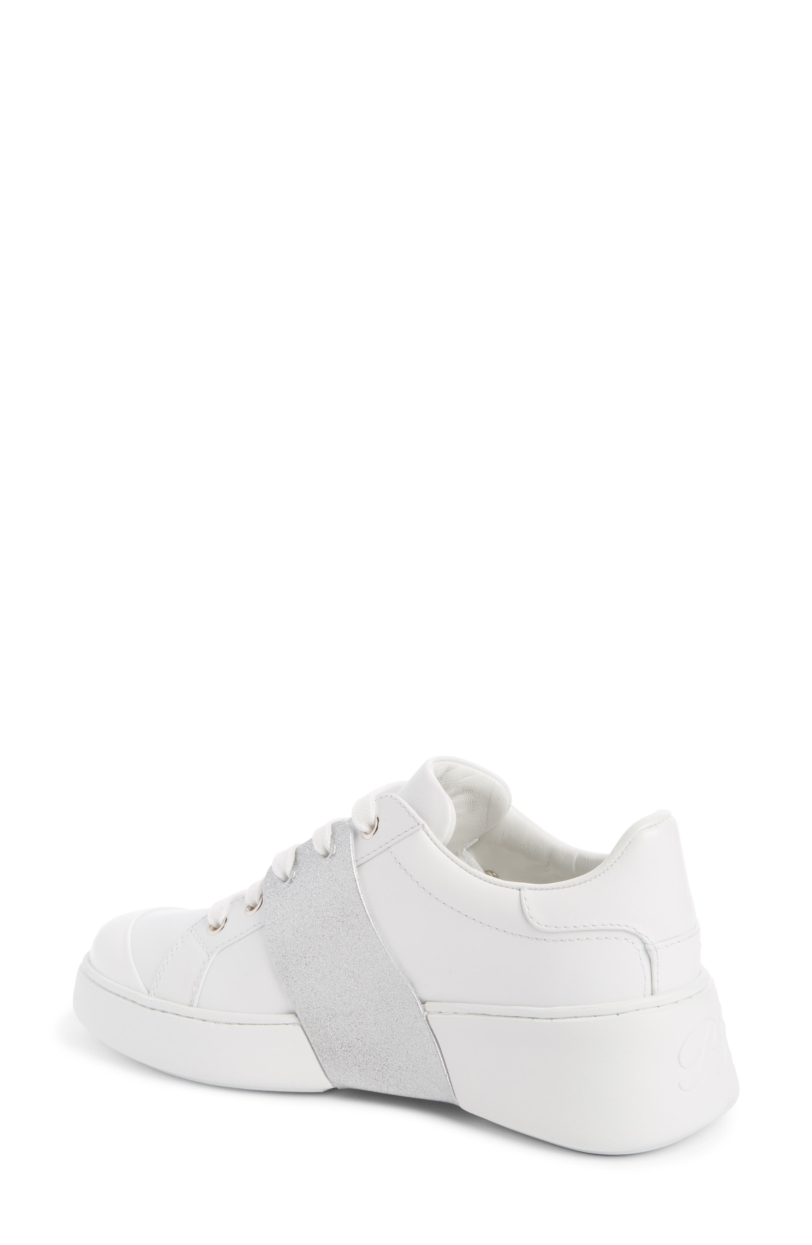 Roger Vivier Viv Skate Crystal Buckle Sneaker in White