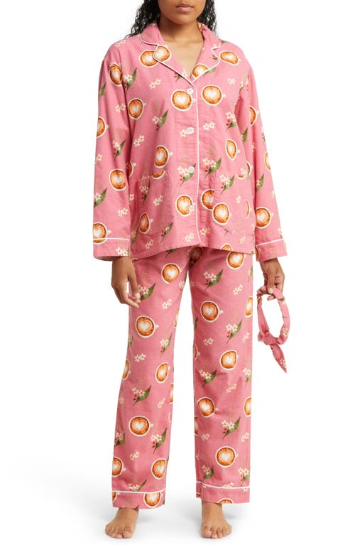 PJ Salvage Long Sleeve Cotton Flannel Pajamas & Headband Set in Gerber